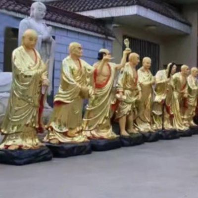寺庙漆金玻璃钢十八罗汉博鱼网页版摆件