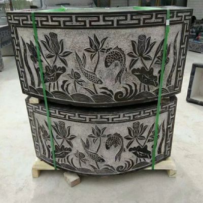 浮雕青石石雕半圆形水缸博鱼网页版