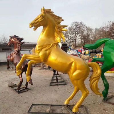 大型广场铜雕马摆件 城市玻璃钢户外仿铜动物博鱼网页版