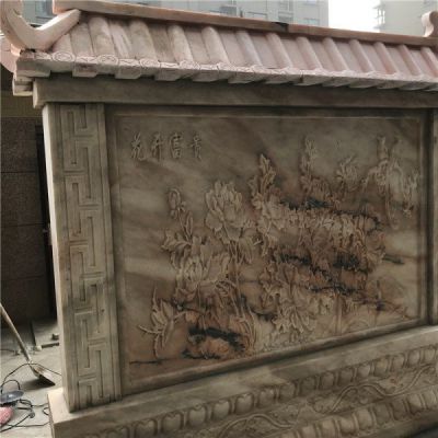 大理石石雕庭院门口大型浮雕影壁