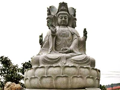 景区户外大型大理石石雕三面观音菩萨博鱼网页版