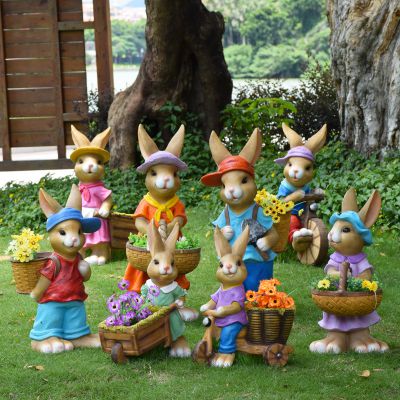 庭院花园装饰品摆件玻璃钢彩绘仿真动物兔子博鱼网页版