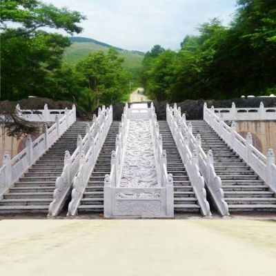 景区楼梯台阶汉白玉浮雕仿古建栏杆栏板