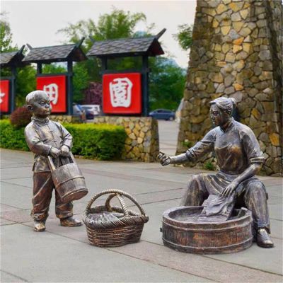 公园摆放玻璃钢仿铜民俗人物小品博鱼网页版