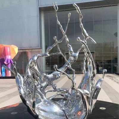 广场不锈钢镜面抛光工艺海浪景观小品