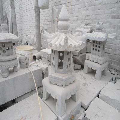 镂空石灯 大理石庭院石灯汉白玉公园装饰景区灯摆件