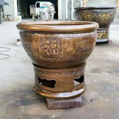 玻璃钢仿铜浮雕福字缸博鱼网页版