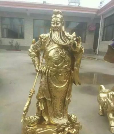 景区不锈钢喷金烤漆大型站立的关公博鱼网页版