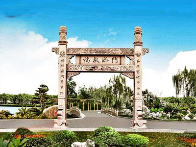 公园景观摆放简易单门柱花岗岩门牌楼博鱼网页版