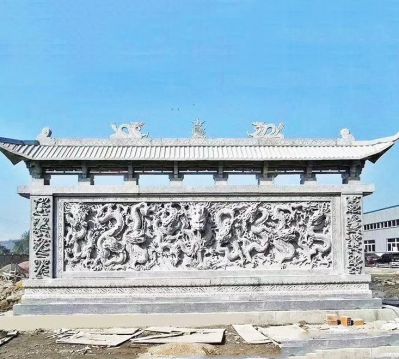 企业门口处摆放大理石九龙壁博鱼网页版