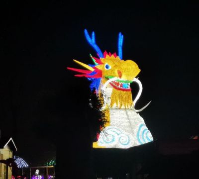 城市广场摆放玻璃钢灯光亮化生肖龙景观博鱼网页版