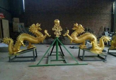 景区创意不锈钢鎏金二龙戏珠博鱼网页版