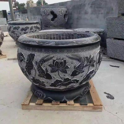 大型青石石雕户外园林景观花盆博鱼网页版摆件