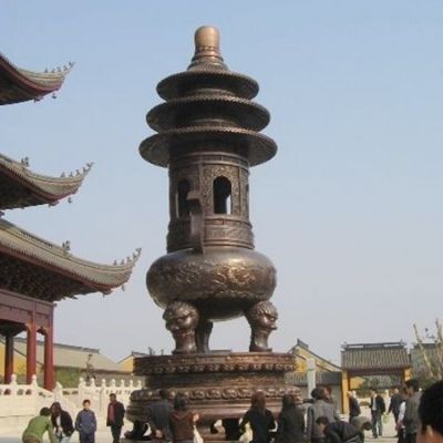 寺院户外摆放大型铸铜宝盖烧香进宝香炉
