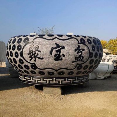 大型户外园林青石石雕聚宝盆博鱼网页版