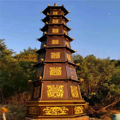寺庙景观多层浮雕漆金佛塔博鱼网页版