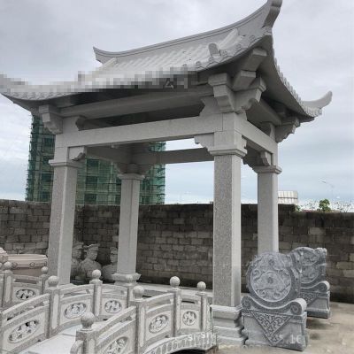 寺院景区户外摆放芝麻灰古建斗拱凉亭博鱼网页版