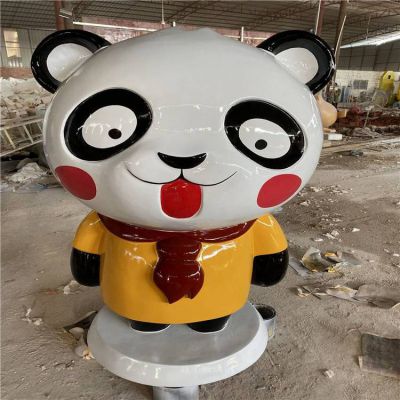 玻璃园林广场大型玻璃钢卡通熊猫博鱼网页版