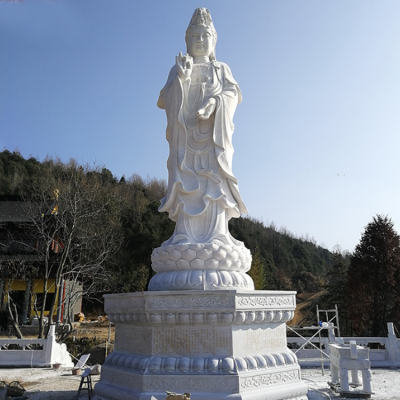 观音佛像，汉白玉滴水观音石雕石像