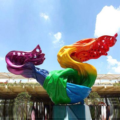 城市户外广场摆放玻璃钢彩绘抽象丝带艺术景观博鱼网页版