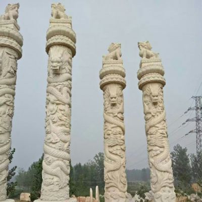 花岗岩广场石雕双龙柱 公园大型龙柱华表柱博鱼网页版
