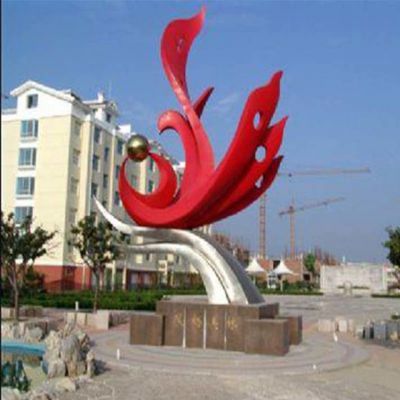 红色不锈钢校园标志性摆件 巨型广场景观小品装饰品博鱼网页版