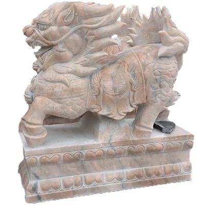 户外景区晚霞红石雕大型动物景观麒麟博鱼网页版