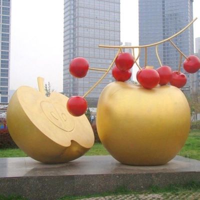 广场大型创意不锈钢水果景观苹果博鱼网页版