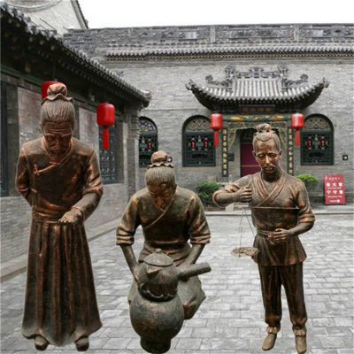 城市街道玻璃钢仿铜煮药的人物景观博鱼网页版