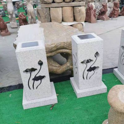 天然石材雕刻太阳能石灯庭院草坪装饰落地石灯笼