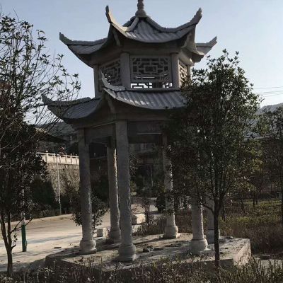 仿古户外景区镂空青石雕刻休闲凉亭