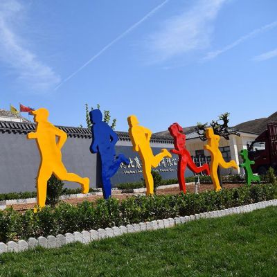 公园街道摆放不锈钢剪影骑自行车运动人物博鱼网页版