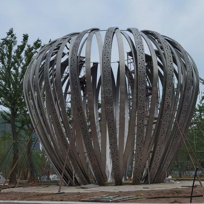 小区园林 不锈钢创意抽象竖条花苞景观博鱼网页版