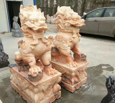 庭院别墅镇宅晚霞红石雕麒麟博鱼网页版