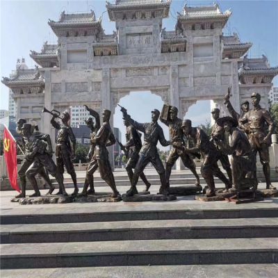 小区广场玻璃钢仿铜红色文化红军战士博鱼网页版