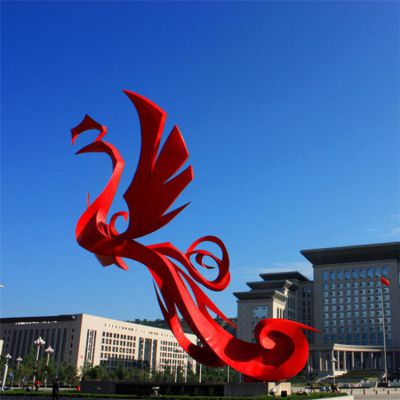 广场户外大型不锈钢红色抽象凤凰博鱼网页版