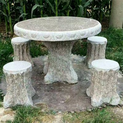 圆形石雕桌凳