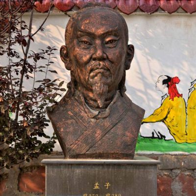 公园广场摆放战国时期著名思想家孟子头像紫铜博鱼网页版
