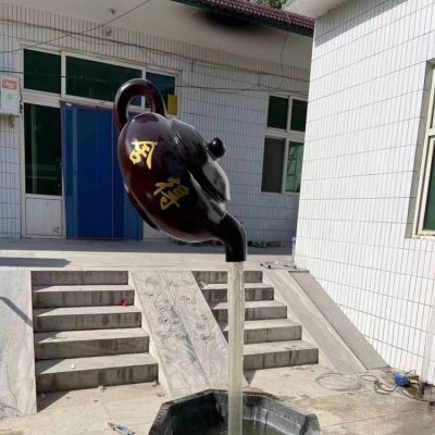 玻璃钢仿铜悬浮流水摆件天壶