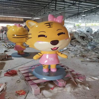 玻璃钢卡通小老虎博鱼网页版户外园林商场美陈摆件