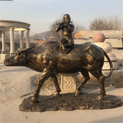 园林户外铜雕景观牧童博鱼网页版