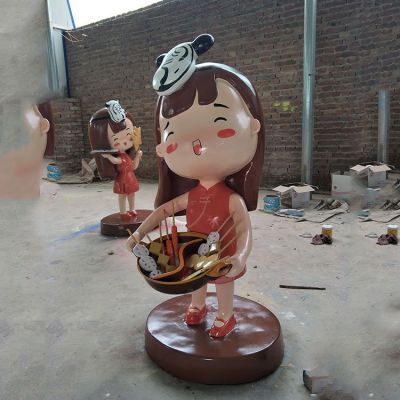 步行街装饰玻璃钢卡通小吃女孩公仔博鱼网页版