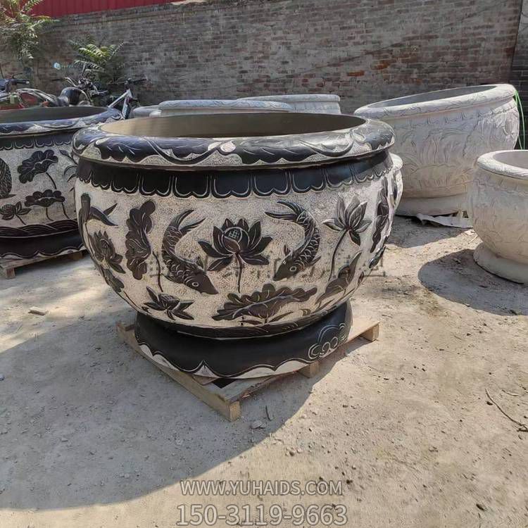 石雕鱼缸花盆青石石头手工雕刻水槽水缸 别墅庭院户外流水石缸摆件博鱼网页版