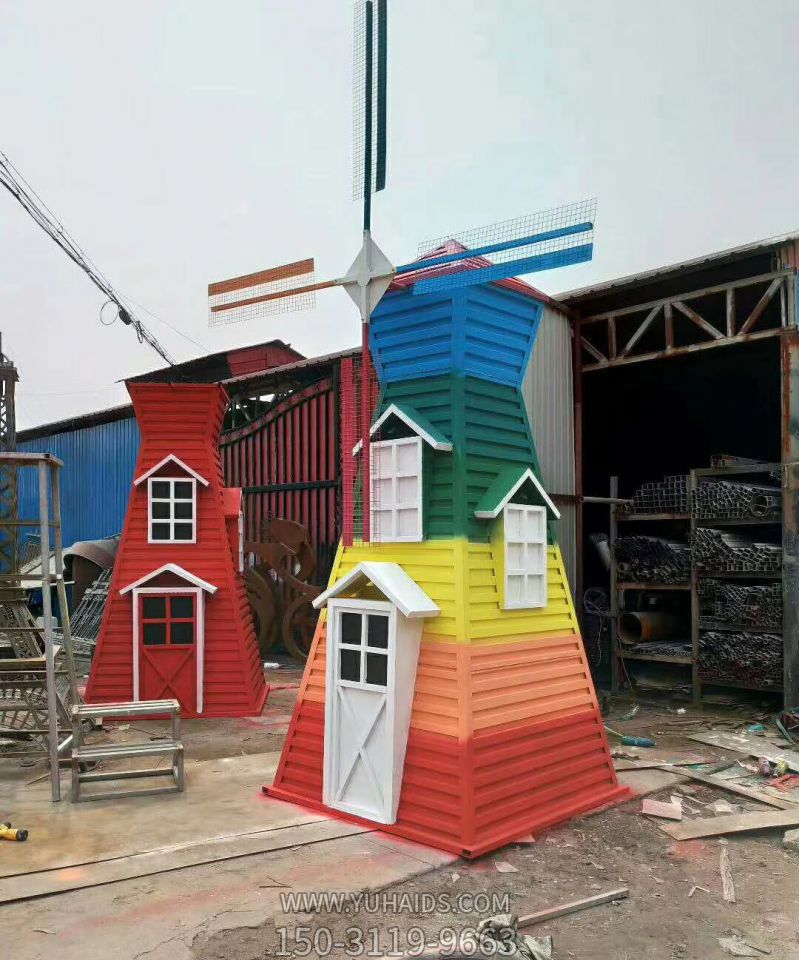 儿童乐园卡通彩绘玻璃钢风车博鱼网页版