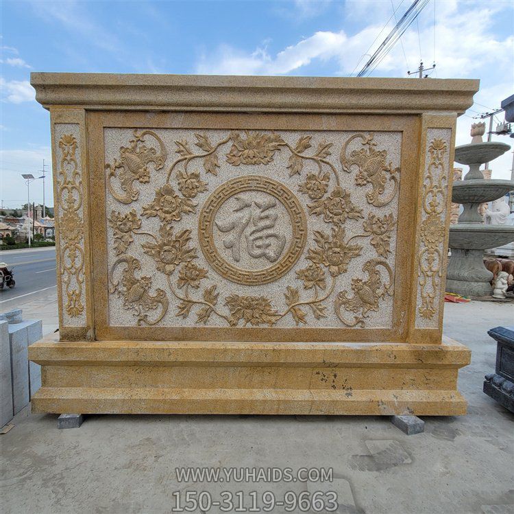 大理石黄锈岩石雕影壁别墅石头屏风壁画博鱼网页版