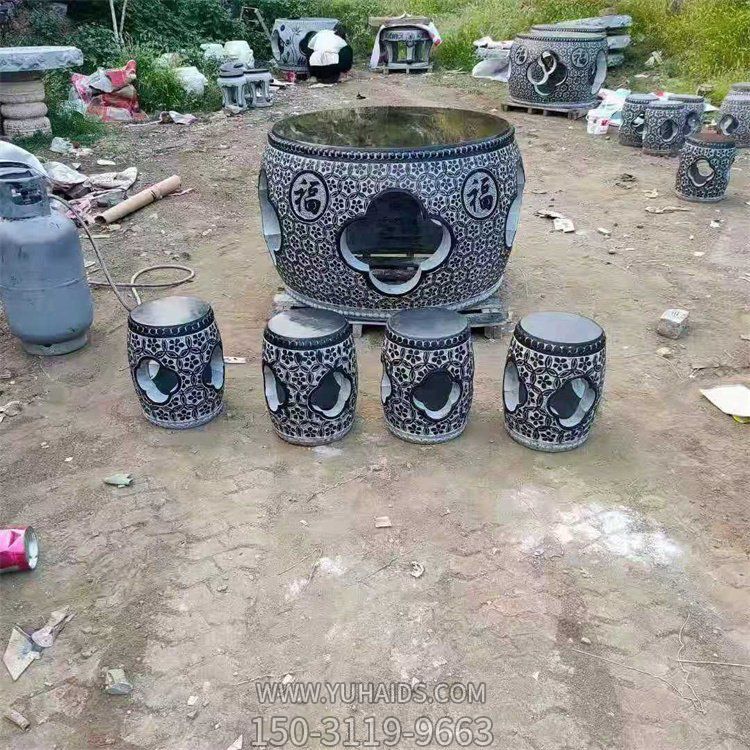 石雕桌凳，青石圆桌凳博鱼网页版