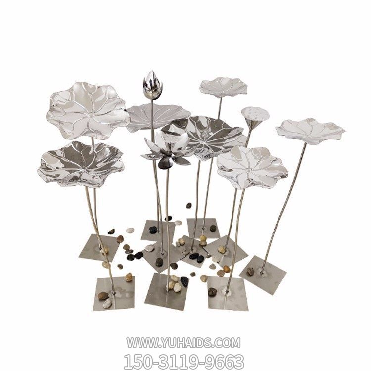 小区水池喷泉装饰不锈钢荷花小品博鱼网页版