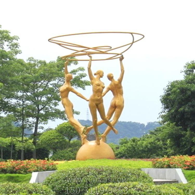 公园摆放大型创意不锈钢喷漆艺术体操运动人物博鱼网页版