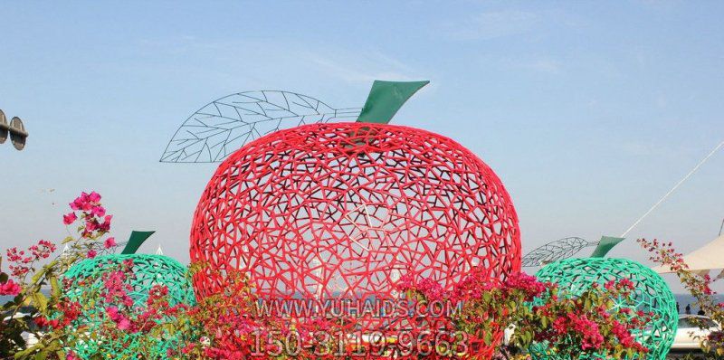 校园公园不锈钢镂空苹果景观博鱼网页版