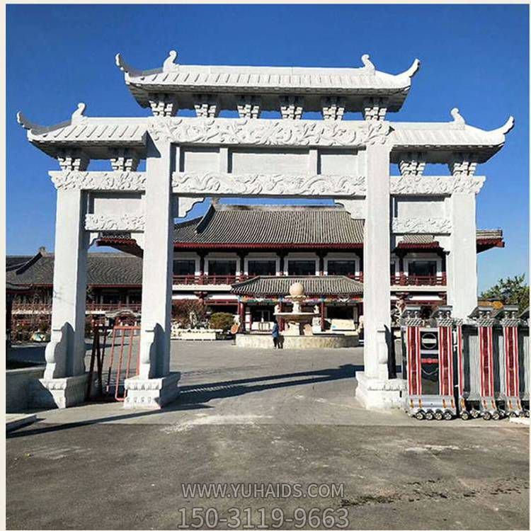 石雕青石村口石牌坊三门五楼寺庙装饰牌坊博鱼网页版